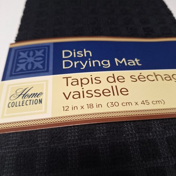 Dish‎ Drying Mat 12 x 18 Kitchen Black Basic Glasses Pans Hand Wash Dorm - Picture 2 of 5